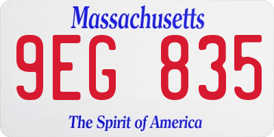 MA license plate 9EG835