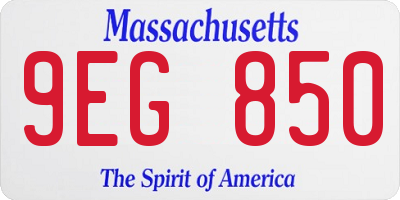 MA license plate 9EG850