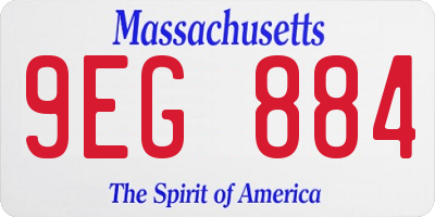 MA license plate 9EG884