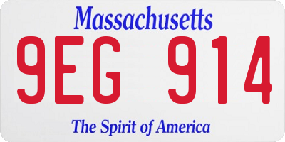 MA license plate 9EG914