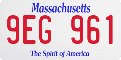 MA license plate 9EG961