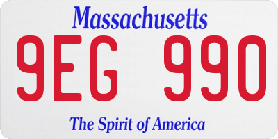 MA license plate 9EG990