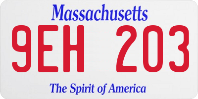 MA license plate 9EH203