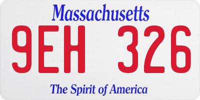 MA license plate 9EH326