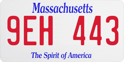MA license plate 9EH443