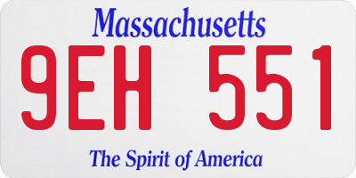 MA license plate 9EH551