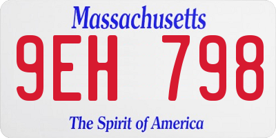 MA license plate 9EH798