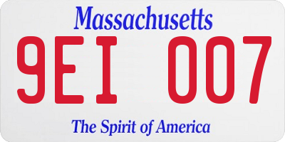 MA license plate 9EI007