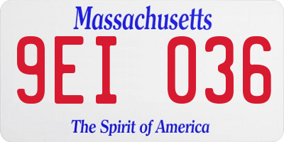 MA license plate 9EI036