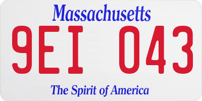 MA license plate 9EI043