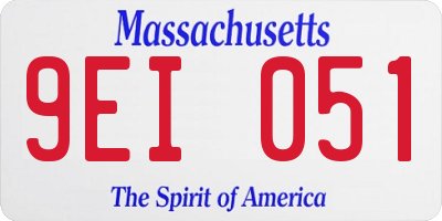 MA license plate 9EI051