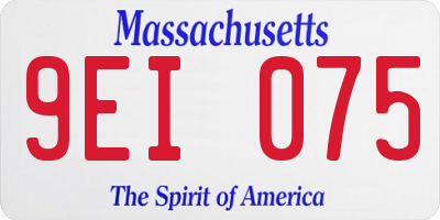 MA license plate 9EI075