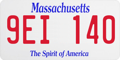 MA license plate 9EI140