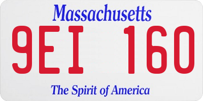 MA license plate 9EI160