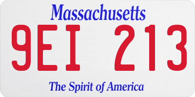 MA license plate 9EI213