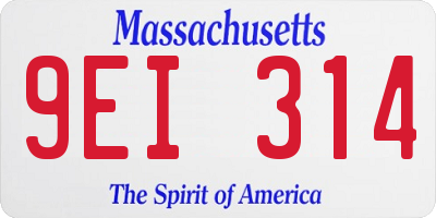 MA license plate 9EI314