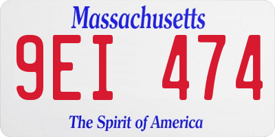 MA license plate 9EI474