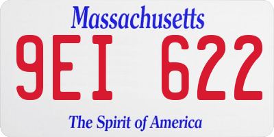 MA license plate 9EI622