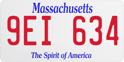 MA license plate 9EI634