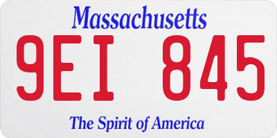 MA license plate 9EI845