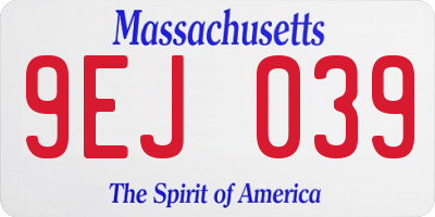 MA license plate 9EJ039