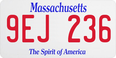 MA license plate 9EJ236
