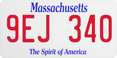 MA license plate 9EJ340