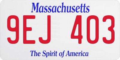 MA license plate 9EJ403