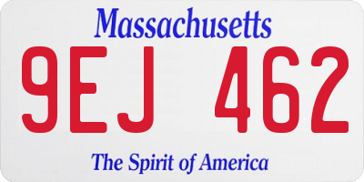 MA license plate 9EJ462