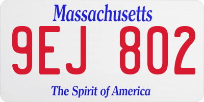 MA license plate 9EJ802