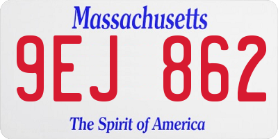 MA license plate 9EJ862