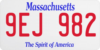 MA license plate 9EJ982