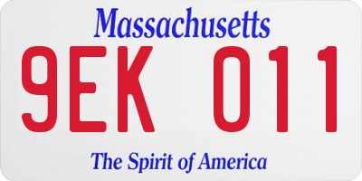 MA license plate 9EK011