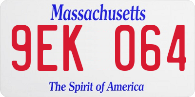 MA license plate 9EK064