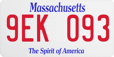 MA license plate 9EK093