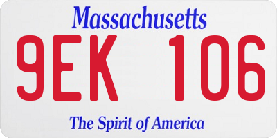 MA license plate 9EK106