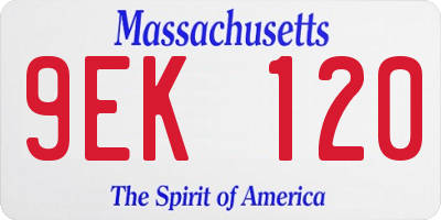 MA license plate 9EK120