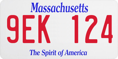 MA license plate 9EK124
