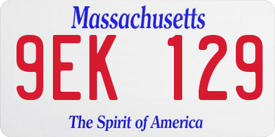 MA license plate 9EK129