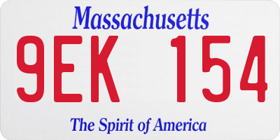 MA license plate 9EK154
