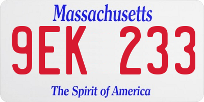 MA license plate 9EK233