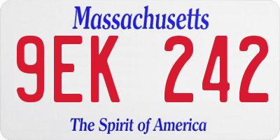 MA license plate 9EK242