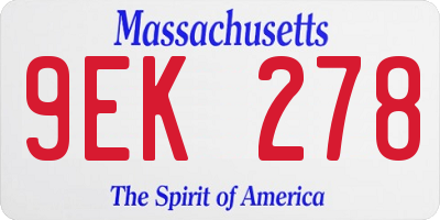 MA license plate 9EK278