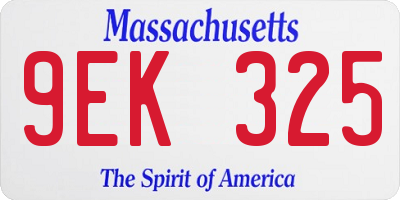 MA license plate 9EK325