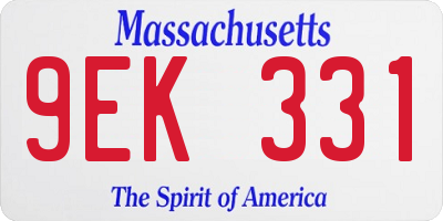 MA license plate 9EK331