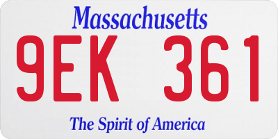 MA license plate 9EK361