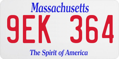 MA license plate 9EK364