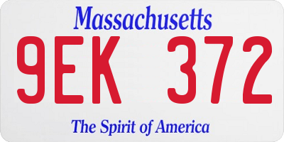 MA license plate 9EK372