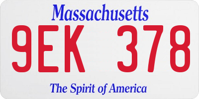 MA license plate 9EK378