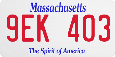 MA license plate 9EK403